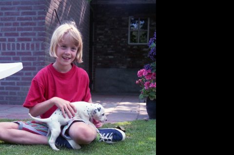 in tuin bij fokker met Jenny